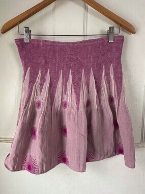 super cute stretchy gauzy pink embroidered skirt